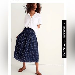 Pull-On Midi Skirt in Shibori Indigo Plaid